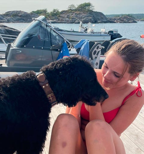 perro, chica, bikini, verano la perra de mette marit, muffins