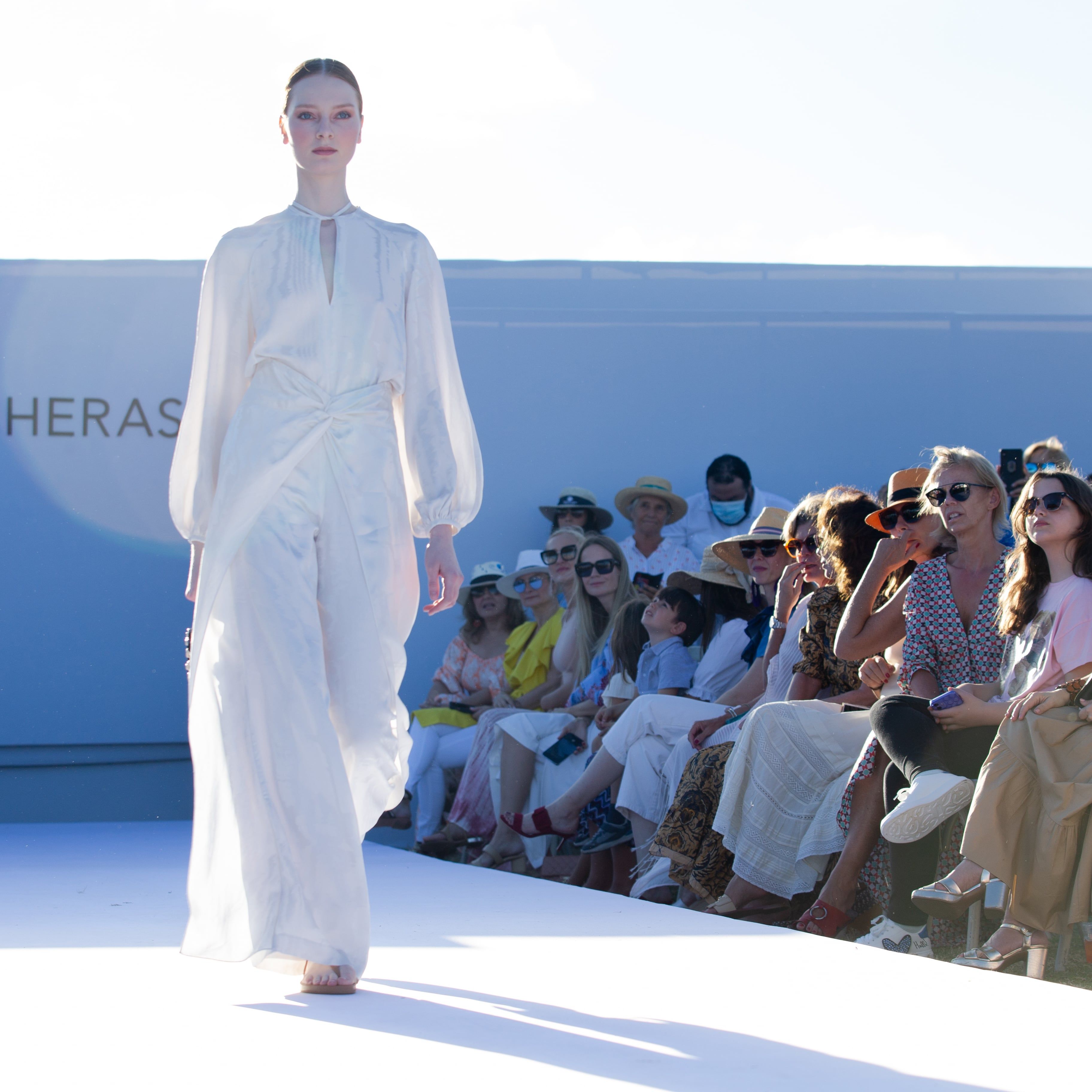The Colombian designer rarely debuts a runway, but this one was for a good cause. 