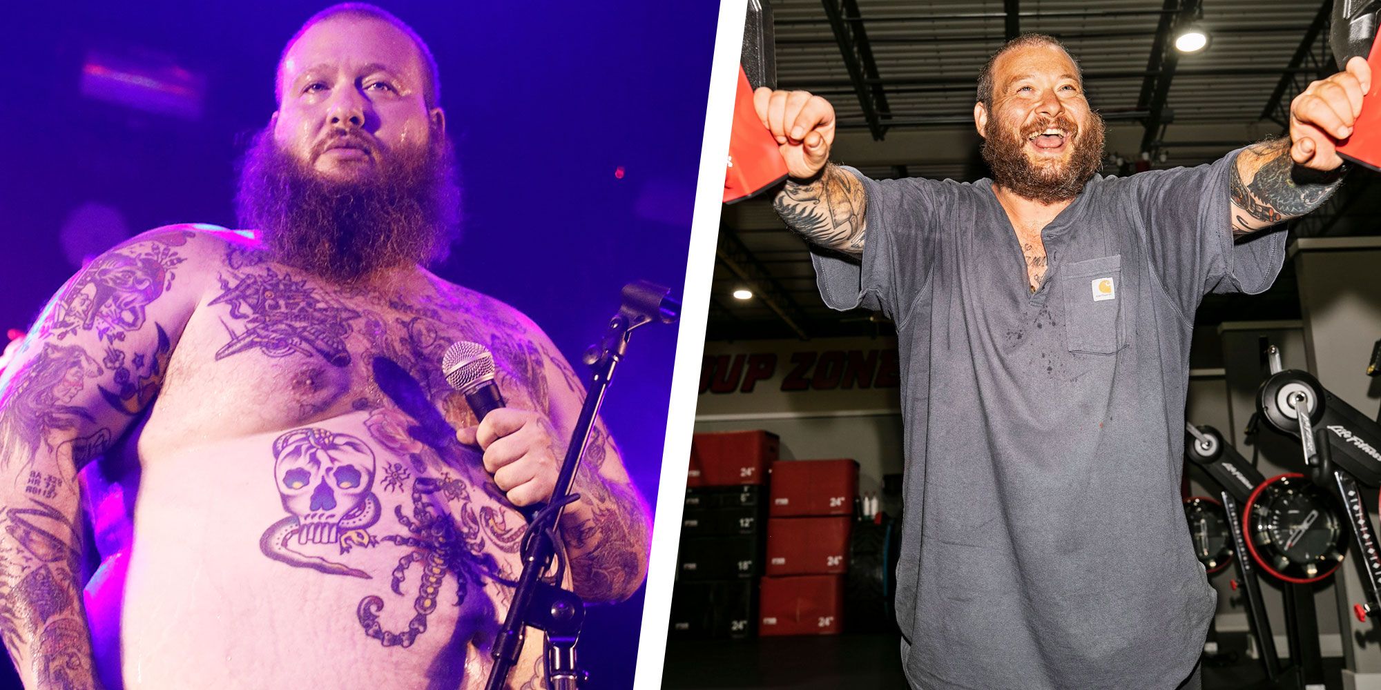 OF COURSE Action Bronson brought a kettlebell to the pizza joint. 