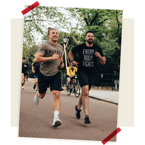 Chris Baugh running beside a friend chris baugh running beside a friend