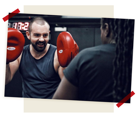 Chris Baugh smiling whilst boxing training chris baugh smiling whilst boxing training