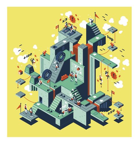 Illustration, Architecture, Toy, Toy block, Fictional character, Art, 