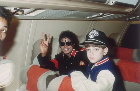 Michael Jackson with 10 year old Jimmy Safechuck on the tour plane...