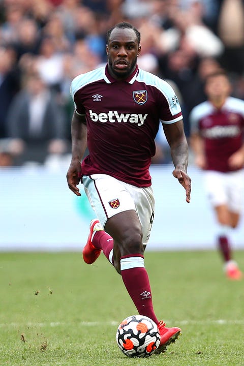 michail antonio of west ham during the premier league match between west ham united and crystal palace at london stadium on august 28, 2021 in london, england