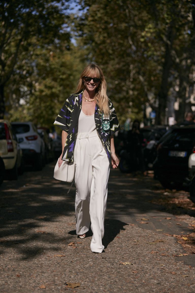 paridad Golpe fuerte Sotavento Looks en pantalón blanco de las editoras de moda en invierno