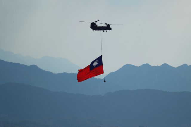 taiwan flag flyby amid china taiwan tensions