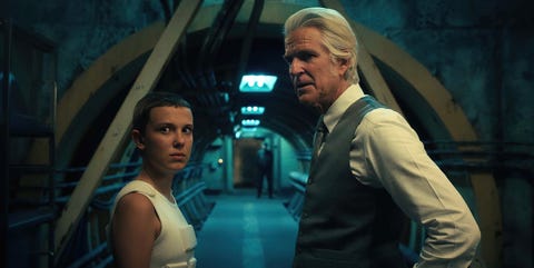 Millie Bobby Brown as Eleven, Matthew Modine as Dr Brenner, Stranger Things season 4 part 2 millie bobby brown as eleven, matthew modine as dr brenner, stranger things season 4 part 2