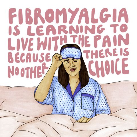 an illustration by mimi butlin, the woman behind the cantgooutimsick instagram account, for the story "this woman’s powerful instagram illustrations show what it’s like living with fibromyalgia"