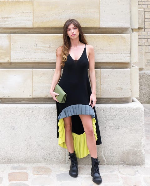 mimi keene at the loewe ss22 show during paris fashion week