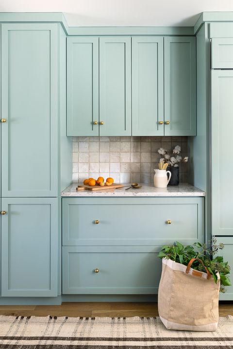 mint green cabinets