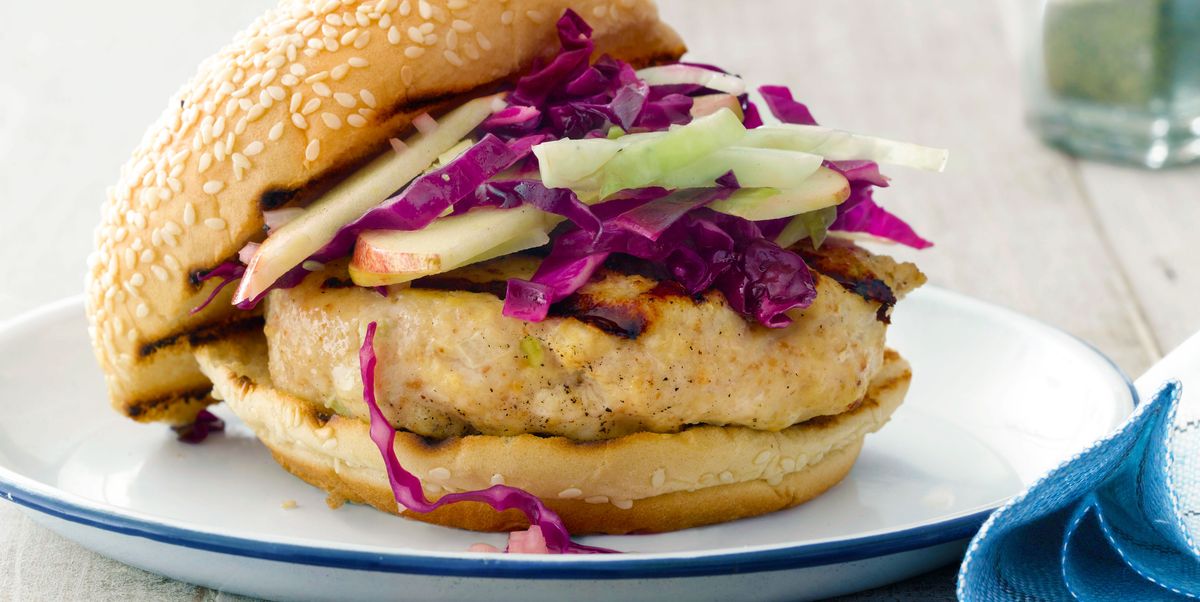 Miso Glazed Chicken Burgers with Cabbage Apple Slaw Recipe