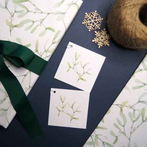 mistletoe wrapping paper by cadeaux paperworks