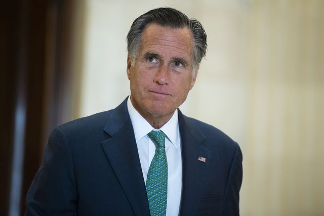 united states   march 17 sen mitt romney, r utah, leaves the senate republican policy luncheon in russell building on tuesday, march 17, 2020 treasury secretary steven mnuchin attended to discuss the coronavirus relief package photo by tom williamscq roll call