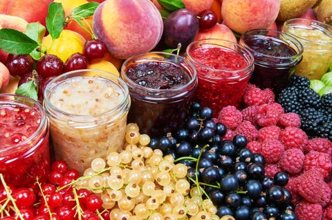 Mix of jams and fruits