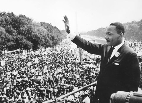 black american civil rights leader martin luther king 1929   1968 addresses crowds during the march on washington at the lincoln memorial, washington dc, where he gave his i have a dream speech   photo by central pressgetty images