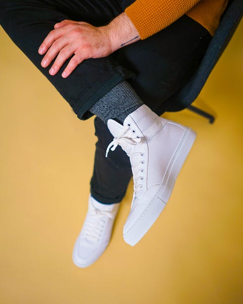 How Esquire Editors Wear White High-Tops - Koio Primo Triple White