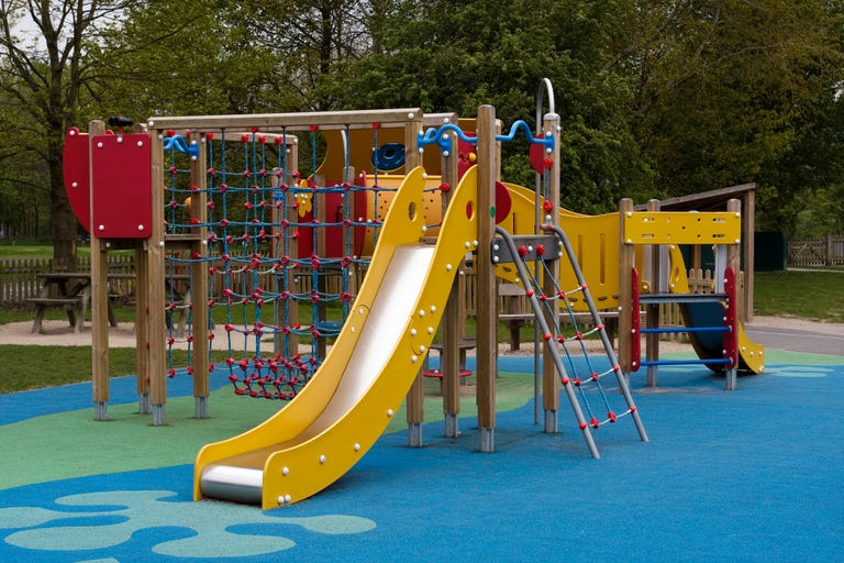 Modern climbing frame and slide