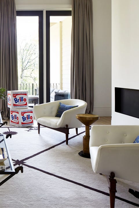 modern living room with fireplace