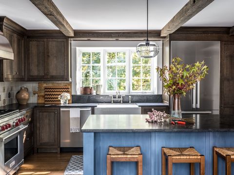barn beams modern heritage kitchen