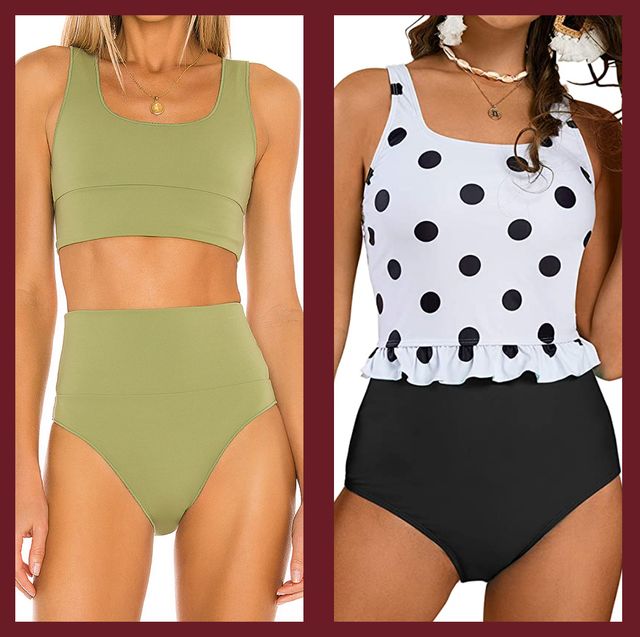 a variety of modest swimsuits