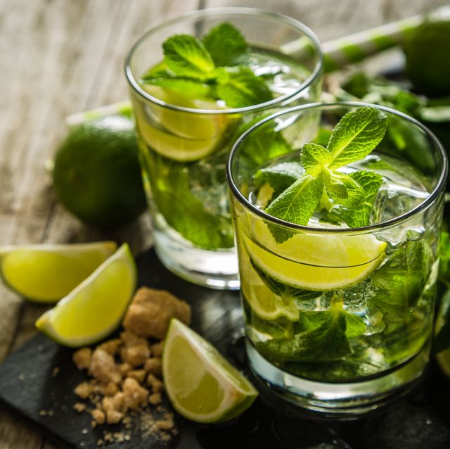 Mojito cocktail and ingredients
