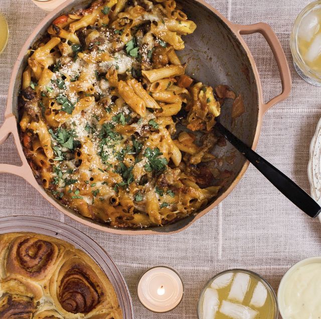 cheesy sausage and pepper pasta bake with roasted broccoli easy mother's day dinner idea
