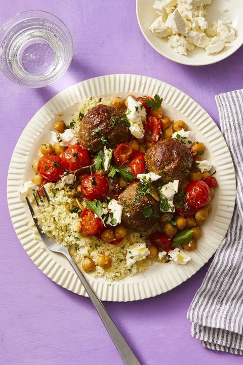 moroccan meatballs with roasted tomatoes and chickpeas