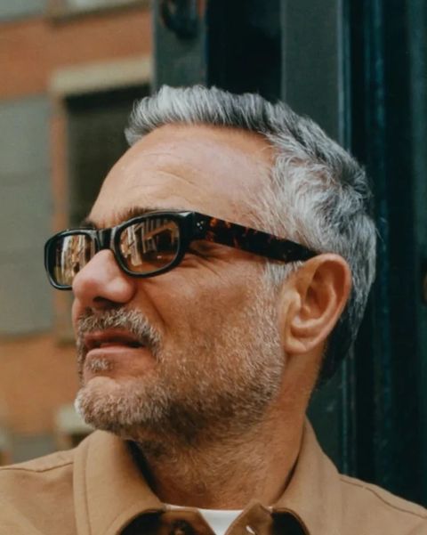 man wearing saturdays nyc x moscot sunglasses