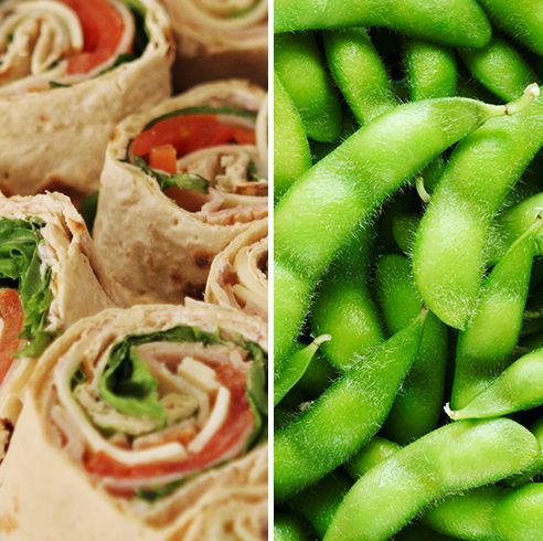 turkey roll up and edamame