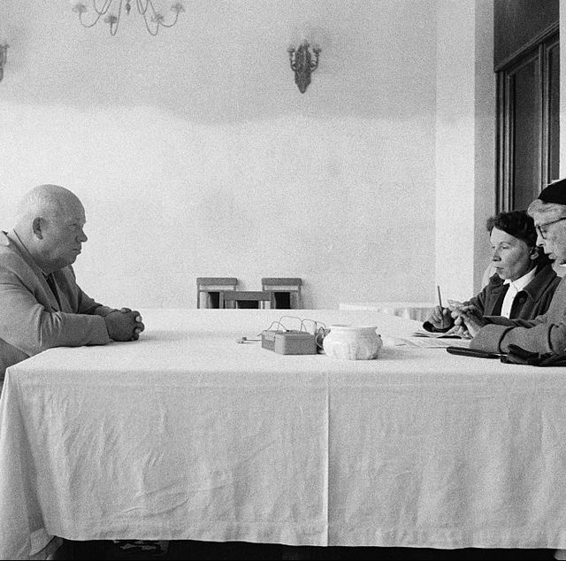 nikita khrushchev speaking with eleanor roosevelt