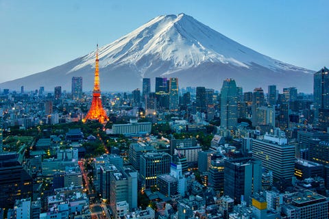 mt fuji and tokyo skyline