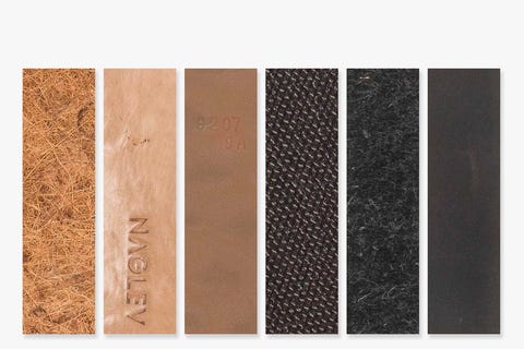 naglev unico materials coconut fibers, leather, kevlar and other materials on a white background