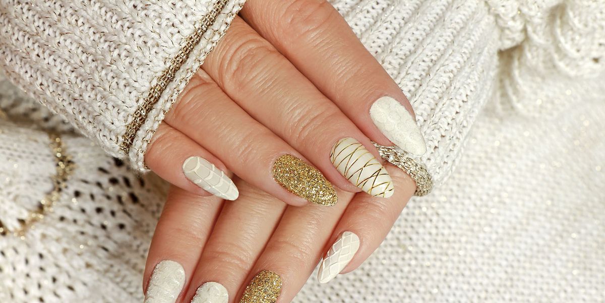 2. Simple Gold and White Christmas Nail Design - wide 5