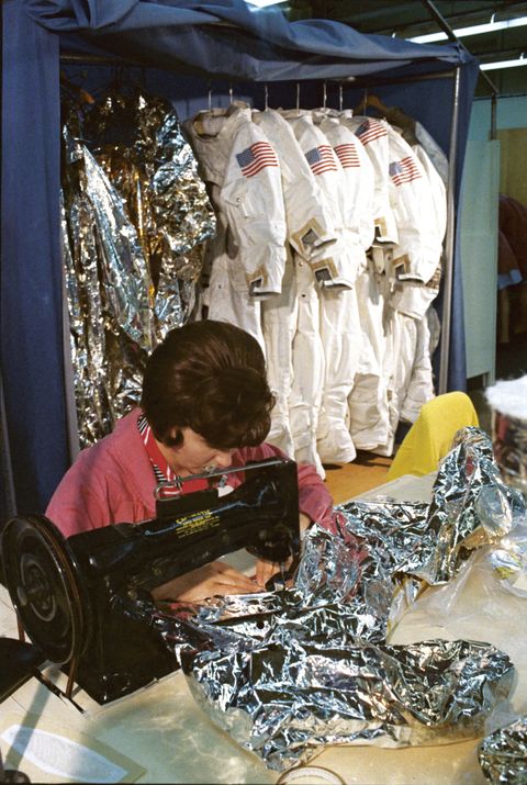 nasa has long contracted delaware-based ilc dover, formerly the international latex company, to manufacture its space suits, an ilc employee sews a suit for the apollo program in 1968
