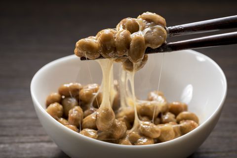 Natto is a traditional Japanese food produced by soybeans.