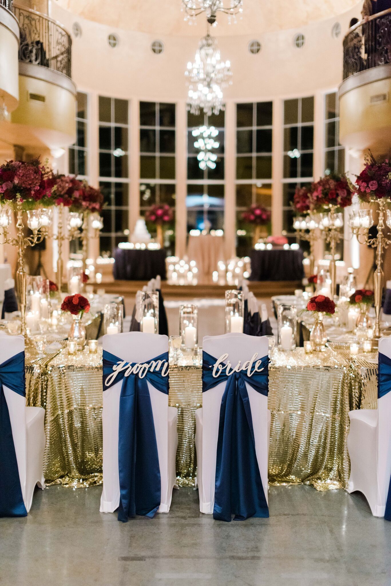 navy blue and gold wedding