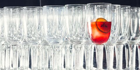 Drink, Campari, Glass, Drinkware, Highball glass, Alcoholic beverage, Classic cocktail, Old fashioned glass, Stemware, Distilled beverage, 