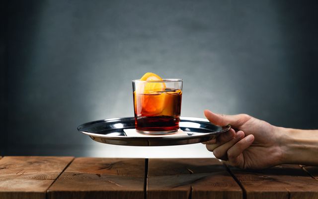 negroni sbagliato cocktail on tray