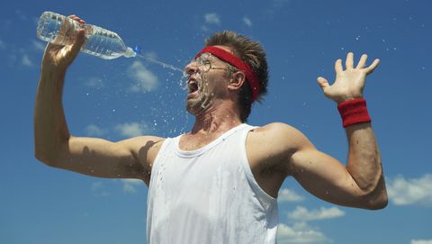 Nerd Athlete Splashes His Face with Water