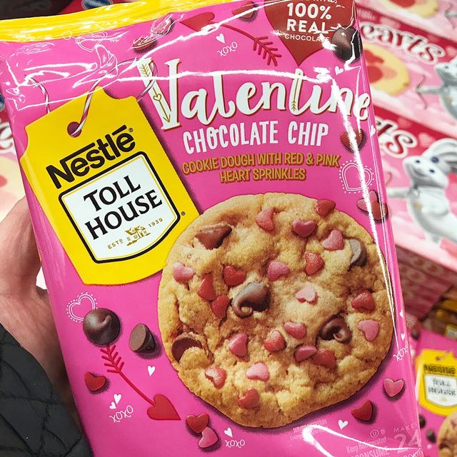nestle toll house valentine chocolate chip heart sprinkles cookie dough