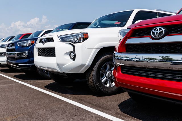 new vehicles on display at a toyota car and suv dealership toyota is the fifth largest company in the world by revenue v