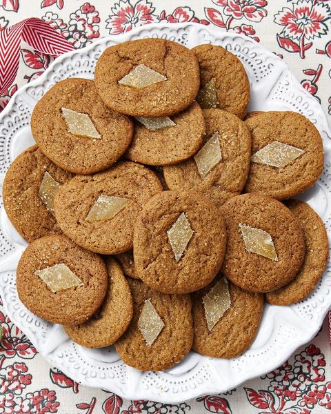 gingerbread slice and bake cookies on white plate