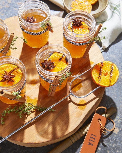 hot toddy with charred oranges