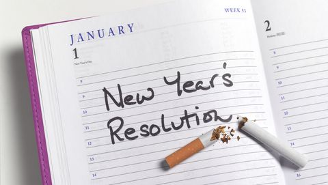 New Year's Resolution Quitting Smoking, in Diary