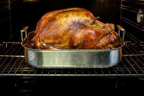 USA, New York State, New York City, Roasted turkey for Thanksgiving in oven