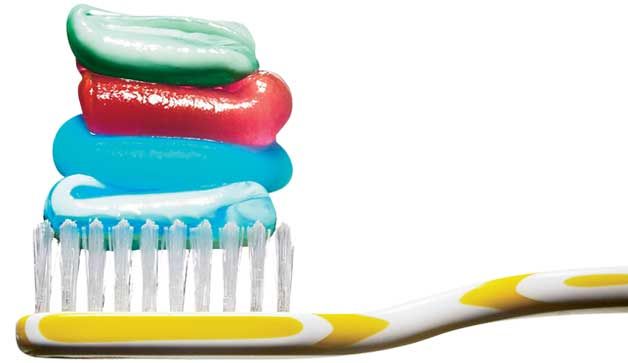 toothpaste on a toothbrush