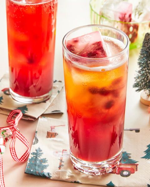 christmas morning punch with pomegranate ice