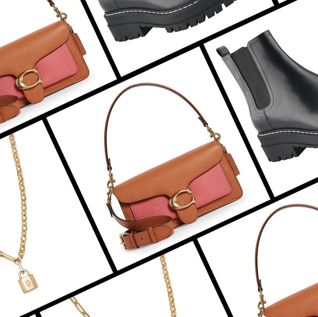 a grid of products sold at nordstrom during its black friday cyber monday 2021 sale including a coach bag, missoma gold necklace, and marc fisher boots