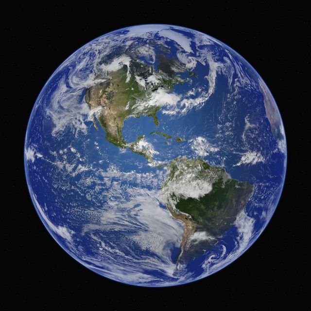 north and south america, full earth view from space