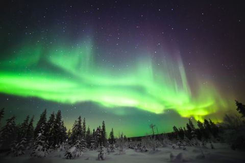 Northern lights, also known as Aurora borealis in Lapland, Finland